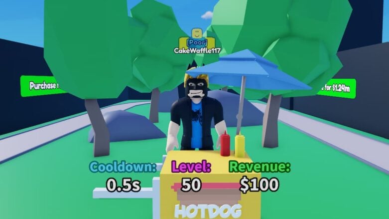 Roblox Billionaire Simulator X Wearing A Batman Mask Standing Behind A Hotdog Stand