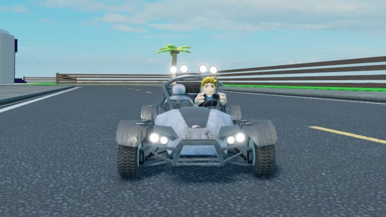 Roblox Car Dash Driving A Grey Buggy On Road