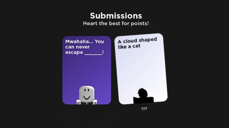 Roblox Crazy Cards Submission Screen