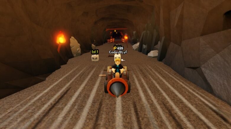 Roblox Diamond Mining Racer On A Moving Drill Going At Speed Through A Dirt Tunnel