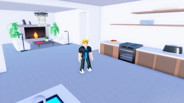 Roblox Family House Tycoon Standing In Kitching With Fireplace