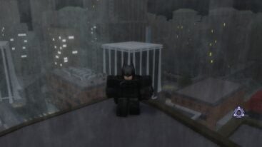 Roblox Gothams Shadow Standing On A Roof As Rain Is Thrashing Down
