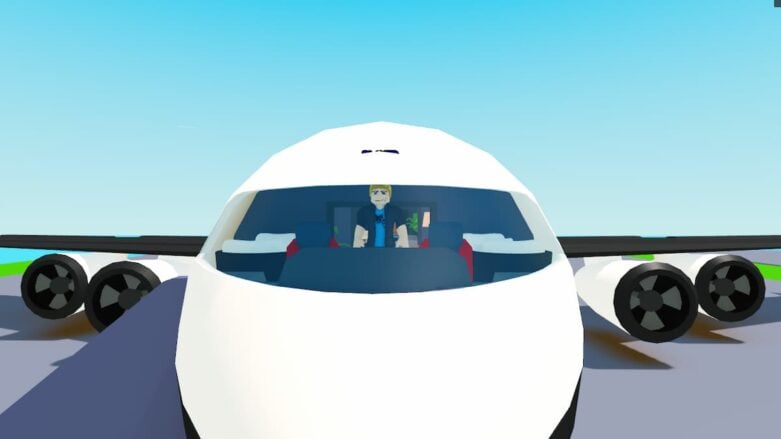 Roblox Mega Jet Tycoon Standing In Cockpit Ofwhite Plane