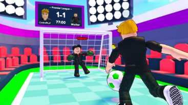 Roblox Pro Soccer Simulator About To Kick A Green White Ball