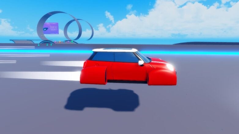 Roblox Speedlands Racing An Anti Gravity Red Car With Loop De Loop In Background