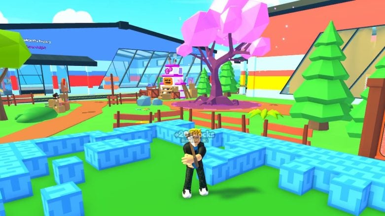 Roblox Build A Factory Standing Next To Blue Blocks