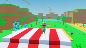 Roblox Clumsy Guys Standing On A Red And White Roof