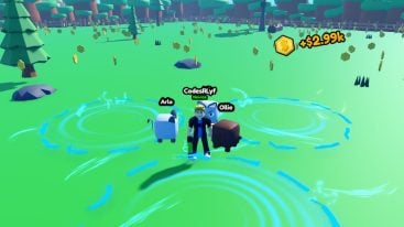 Roblox Coin Magnet Simulator Standing On Grass As Blue Magnet Circles Suck In Coins