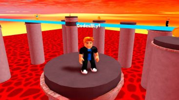 Roblox Dont Press The Button Standing On Pillar With Lava Below