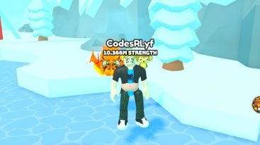 Roblox Eating Race Simulator Standing On Ice With Fire Pet Behind