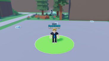 Roblox Pixel Incremental 2 Standing On Grey Floor With Blue Squares And Green Circle