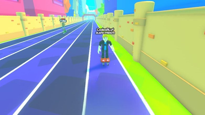 Roblox Roller Skate Racing Skating On A Blue Track