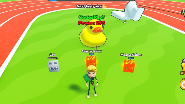 Roblox Strength Clash Simulator On Grass Pulling A Yellow Duck