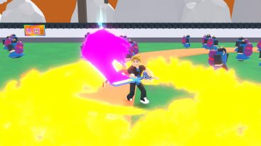 Roblox Weapon Legends Simulator Holding Sword Yellow Smoke