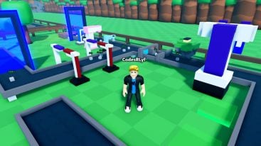 Roblox Build A Tycoon Standing Near Conveyor Droppers Upgraders