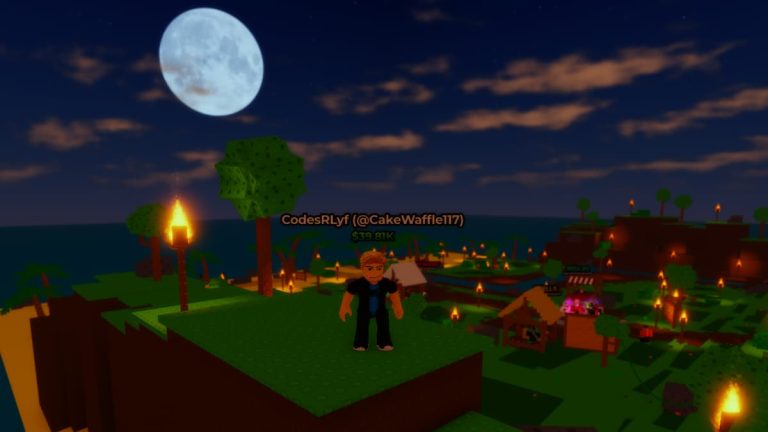 Roblox Coinflip RNG Codes FREE UGC July 2026 Try Hard Guides Roblox Coinflip RNG Standing On Green Platform Village Behind And Moon 768x432 