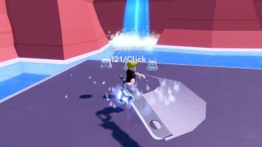 Roblox Demon Sword Reincarnation Swinging A Black Sword In A Circle Near Water