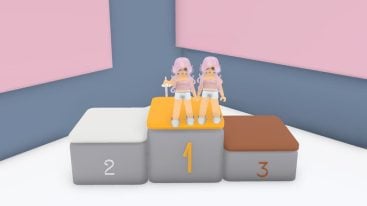 Roblox Dress Trading Two Pink Haired People Standing On Number 1 Pedestal
