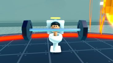 Roblox Titan Training Simulator A White Toilet Holding Weights