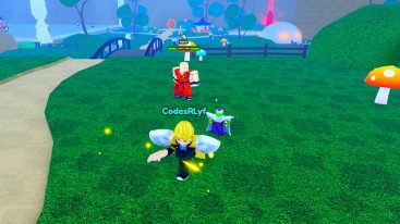 Roblox Amime League Punching Air On Grass With A Green Pet