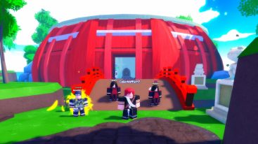 Roblox Anime Blast Simulator Standing Near Bridge In Front Of Giant Red Building