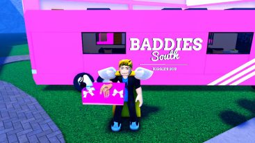 Roblox Be A Baddie To Prove Mon Wrong Holding Pink Box Near A Baddies South Tour Bus
