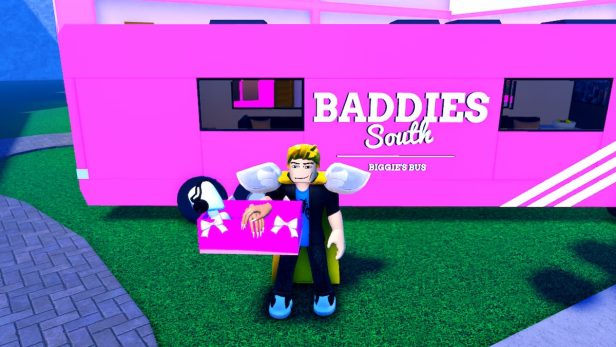 Be A Baddie To Prove Mom Wrong Codes January 2026 Try Hard Guides Roblox Be A Baddie To Prove Mon Wrong Holding Pink Box Near A Baddies South Tour Bus 616x347 
