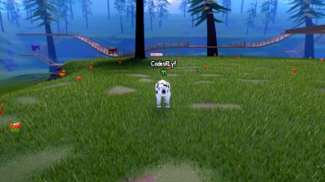 Roblox Bear Simulator A Cow Bear Standing Near Apples On Grass