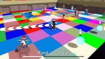 Roblox Color Chair Standing On Multi Colored Checked Floor With Chairs