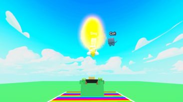 Roblox Flying Boot Race Simulator Flying In The Blue Sky With Yellow Flames Coming Out Of Boots