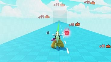 Roblox Gnome Race Riding A Brown Gnome With White Beard And A White Hate On A Blue Runway
