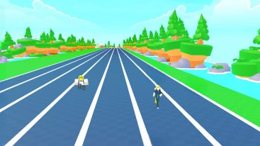 Roblox Gym Race Racing On A Black Track White Lines Surrounded By Trees And Water