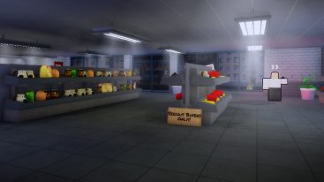 Roblox Rob A Convenience Store Simulator In A Store Grey Shelves Bananas Apples