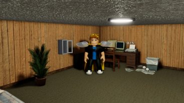 Roblox Tax Fraud Tycoon Standing Near Desk And Old Computer