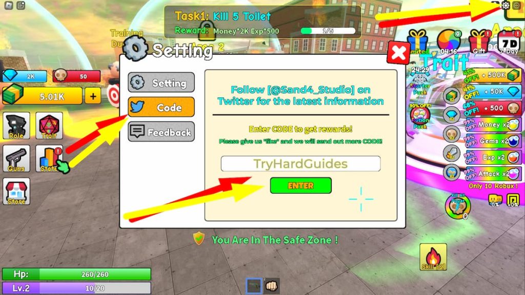 How To Redeem Codes In Toilet Fighter Simulator Roblox