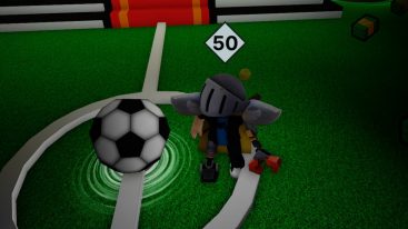 Roblox Better Footballer Standing Next To Football On Green Pitch