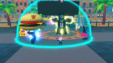 Roblox Titan Lifting Simulator Standing In Blue Circle As Titan Lifts Burger