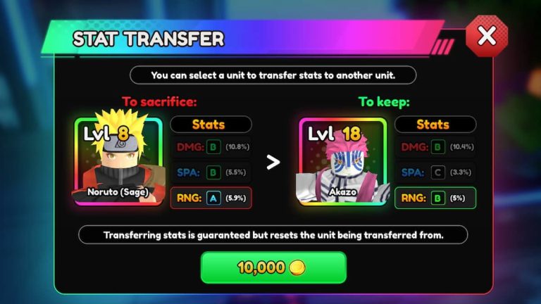 How to Stat Transfer in Anime Vanguards - Try Hard Guides