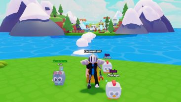 Roblox Pet Malu Simulator Standing On Grass With Ocean And Snow Capped Mountains Behind