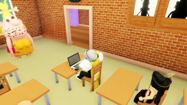 Roblox Prank The Teacher Sitting At A Desk With Laptop