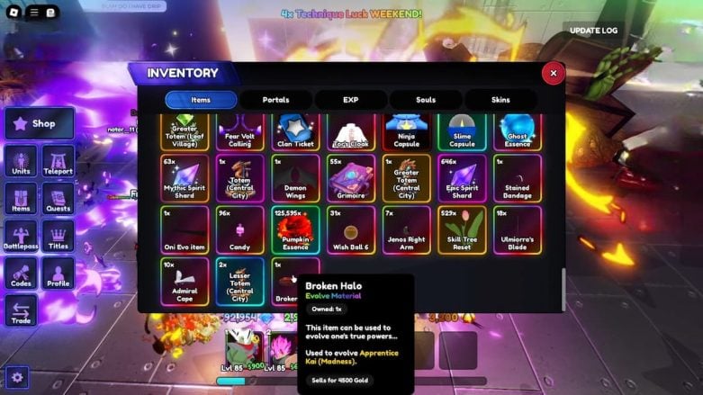 Roblox Anime Last Stand Broken Halo Inventory
