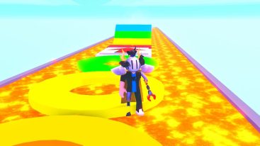 Roblox Roll For Brawlers Standing On Yellow Circle On Top Of Lava