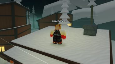 Roblox Anime Saga X Avatar With Blonde And Red Hair Standing On Top Of Snow Roof