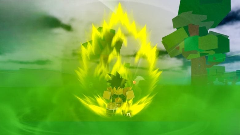 Dragon Ball Online Generations Codes V Day Buu Saga August 2025 Try Hard Guides Roblox Ball Online Generations Avatar With Black Hair Powering Up With Bright Golden Yellow Aura In Forest 781x439 