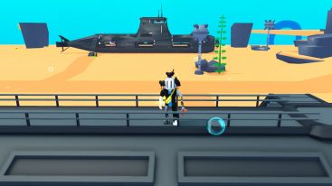 Roblox Luxury Submarine Tycoon Avatar Wearing Silver Helmet Standing On Grey Submarine With One Being Built In The Background