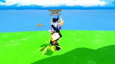 Roblox Anime Geek Avatar Wearing Silver Helmet Punching Standing In Grass With Ocean Behind
