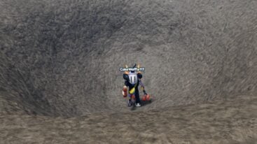 Roblox Dig To Find Dad Avatar Wearing Silver Helmet Standing In Grey Crater