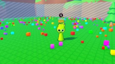 Roblox Grow A Sprunki A Green Sprunki Called Owakxc Standing In Green Floor Surrounded By Small Multicolored Blocks
