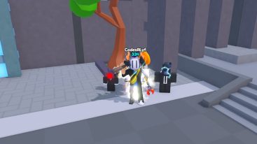 Roblox Merge Titan Army Avatar Wearing Silver Helmet Holding Plunger With Camera People Behind