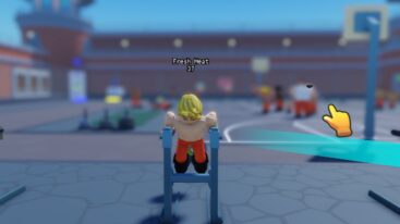 Roblox Prison Pump Blonde Haired Avatar Wearing Orange Pants Exercising His Chest